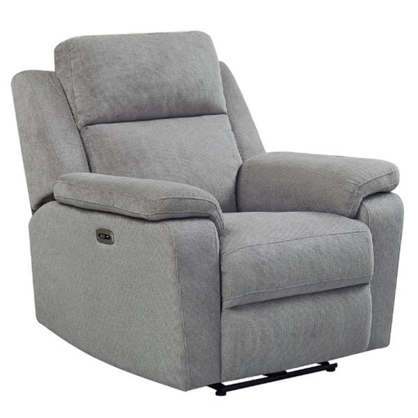 Tyrone Fabric Electric Recliner 1 Seater Sofa In Stone | Bed Sava