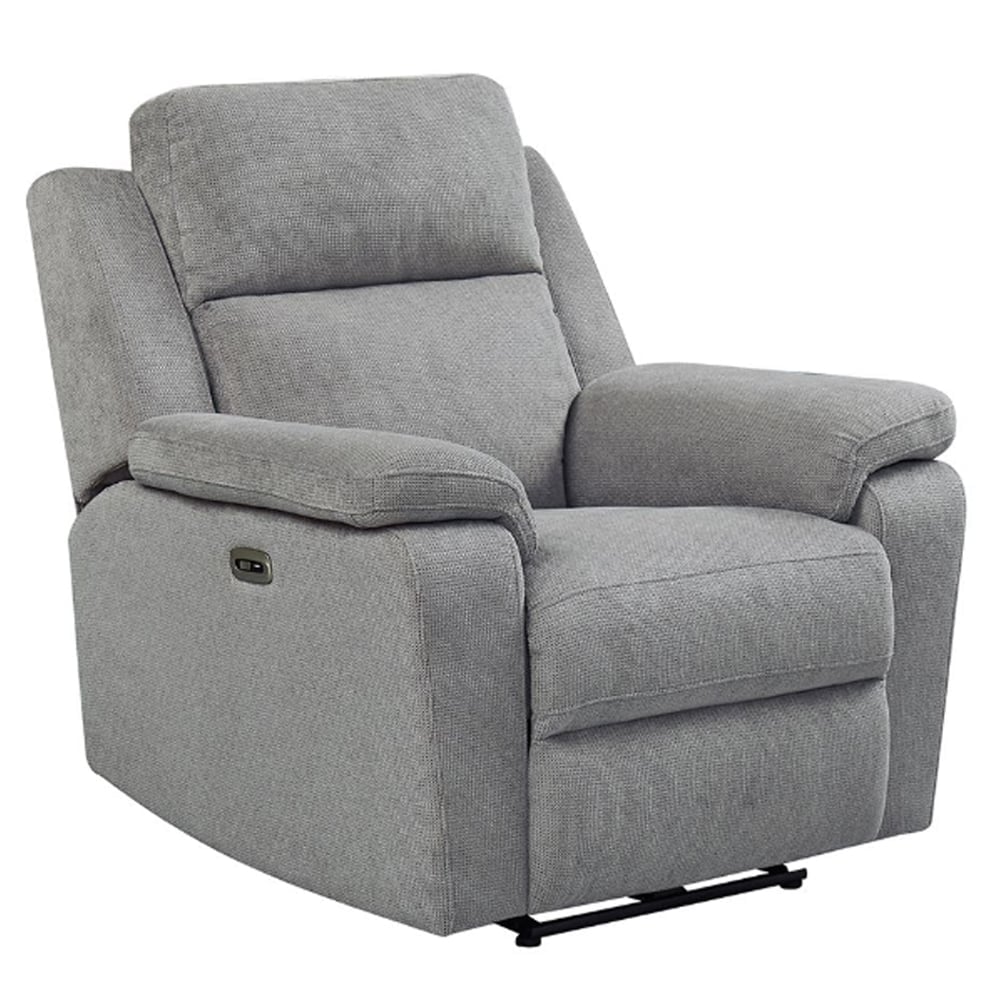 Tyrone Fabric Electric Recliner 1 Seater Sofa In Stone