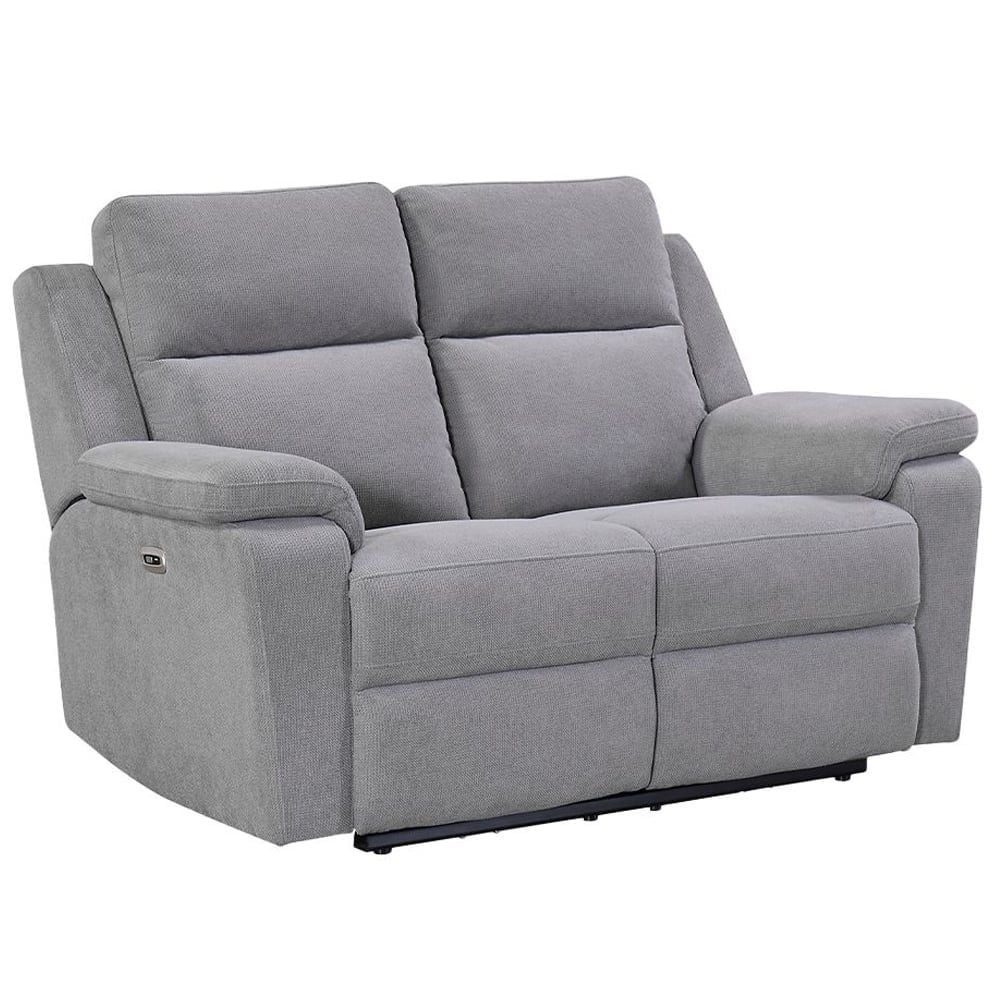 Tyrone Fabric Electric Recliner 2 Seater Sofa In Stone