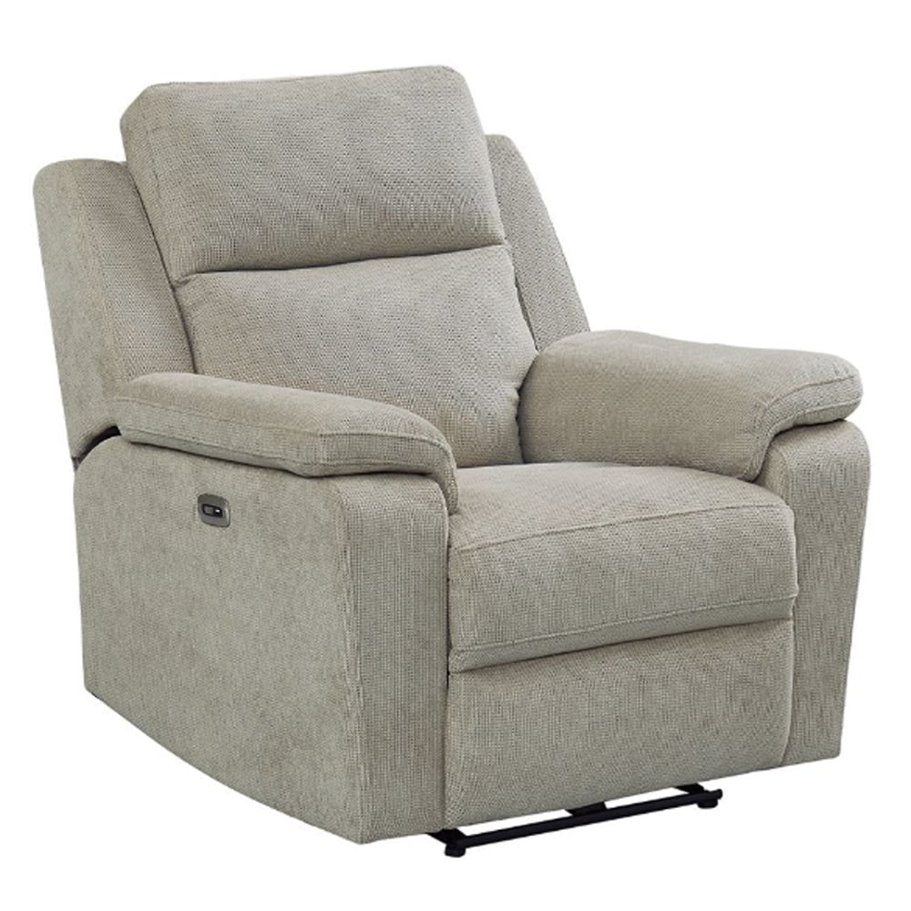Tyrone Fabric Electric Recliner 1 Seater Sofa In Taupe