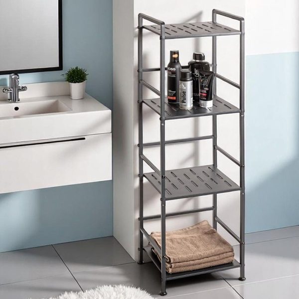 Umatilla Metal Shelving Unit With 4 Shelves In Anthracite | Bed Sava