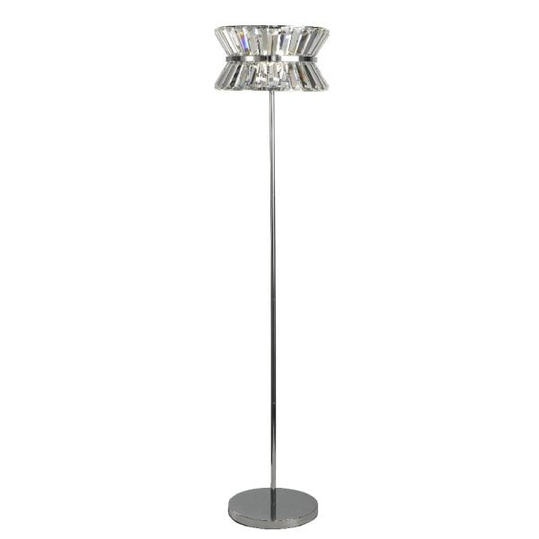 Uptown 3 Light Clear Crystal Floor Lamp In Chrome | Bed Sava