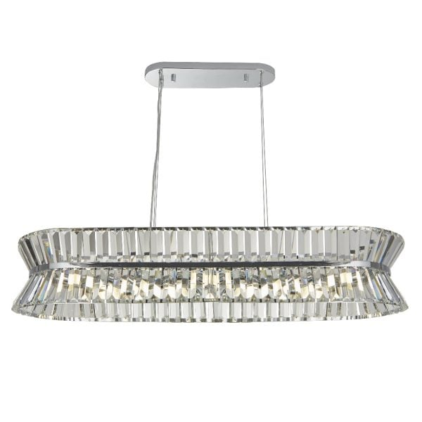 Uptown 10 Light Clear Crystal Oval Pendant Light In Chrome | Bed Sava