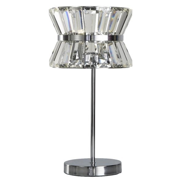 Uptown 2 Light Clear Crystal Table Lamp In Chrome | Bed Sava