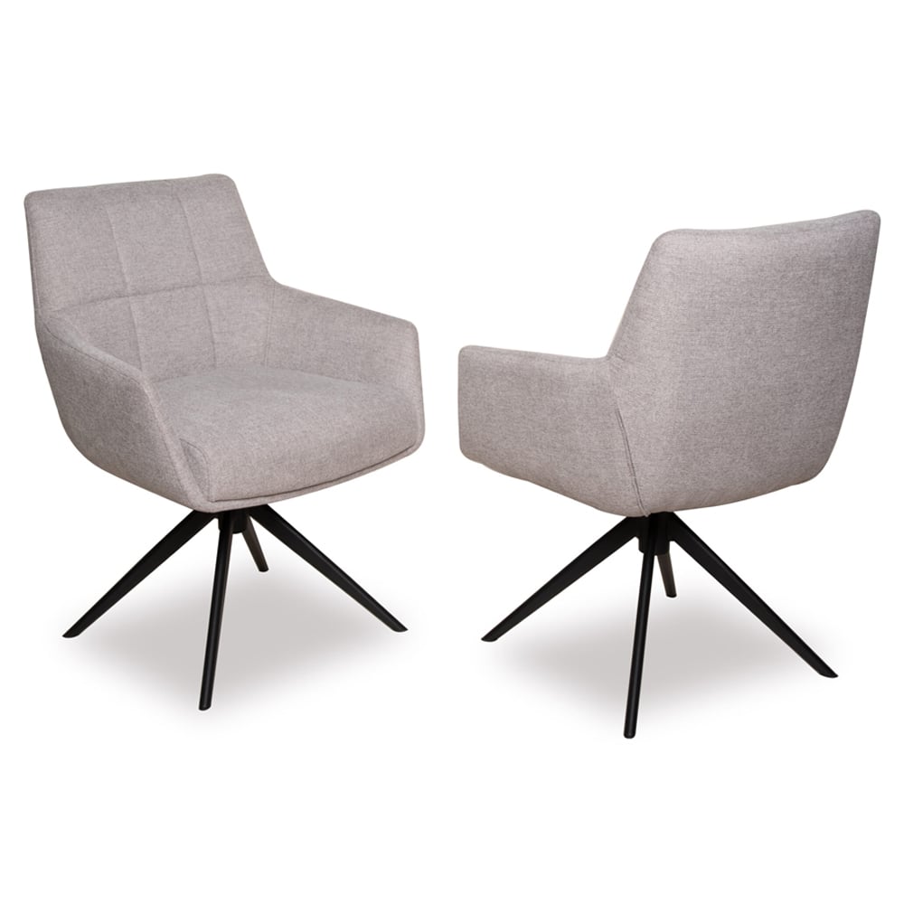 Urbana Silver Grey Fabric Dining Chairs With Black Legs In Pair