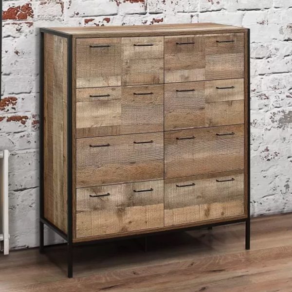 Urbana Wooden Chest Of 8 Drawers In Rustic | Bed Sava