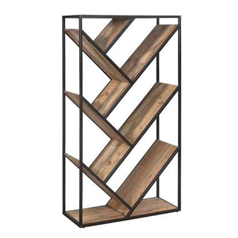Urbana Wooden Diagonal Bookcase In Rustic