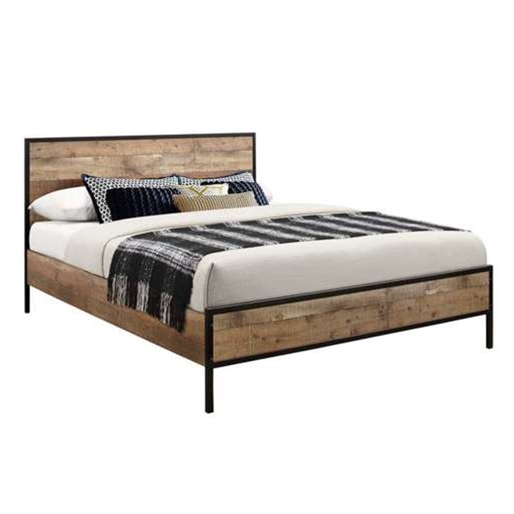 Urbana Wooden King Size Bed In Rustic