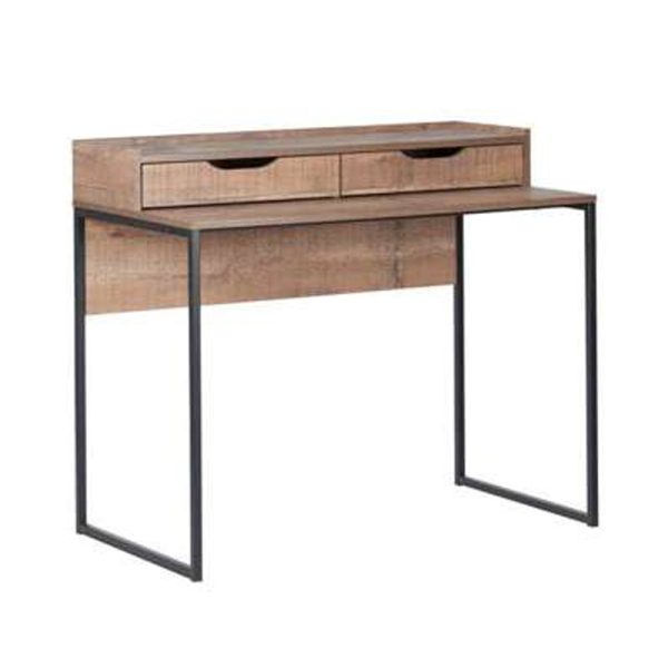 Urbana Wooden Laptop Desk With 2 Drawers In Rustic | Bed Sava