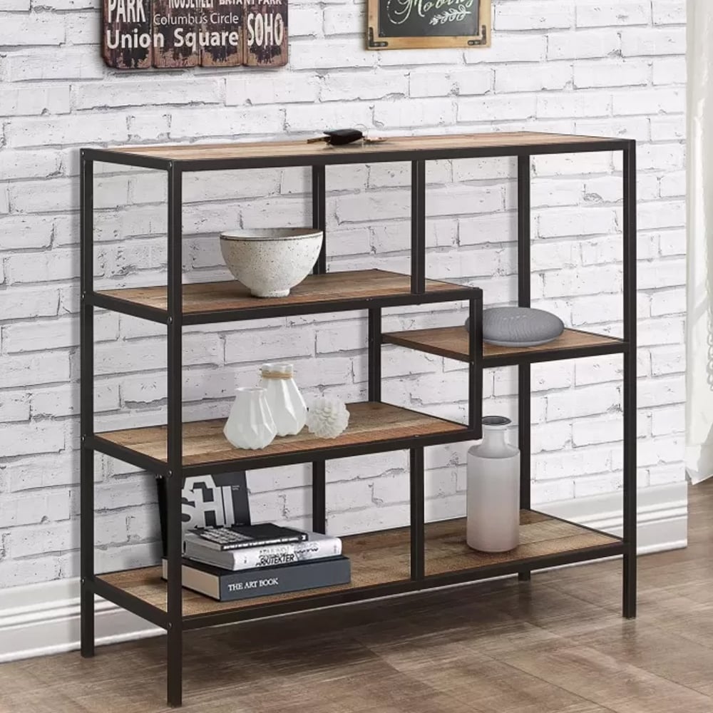 Urbana Wooden Shelving Unit With 4 Shelves In Rustic