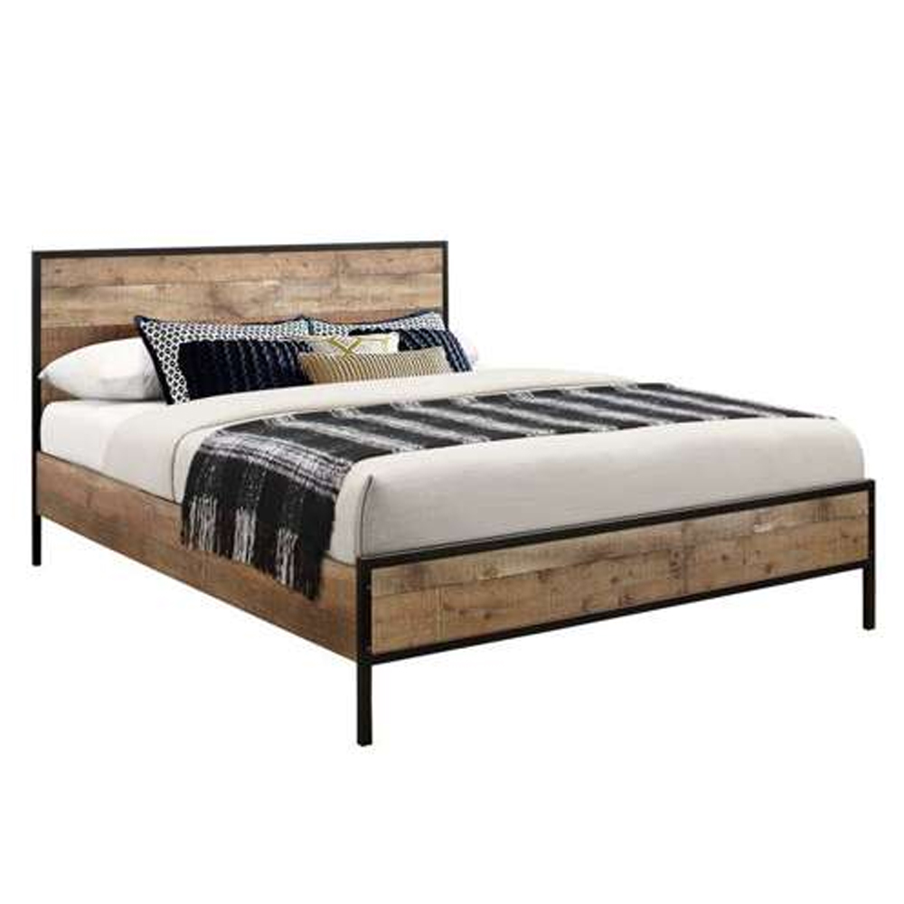 Urbana Wooden Small Double Bed In Rustic