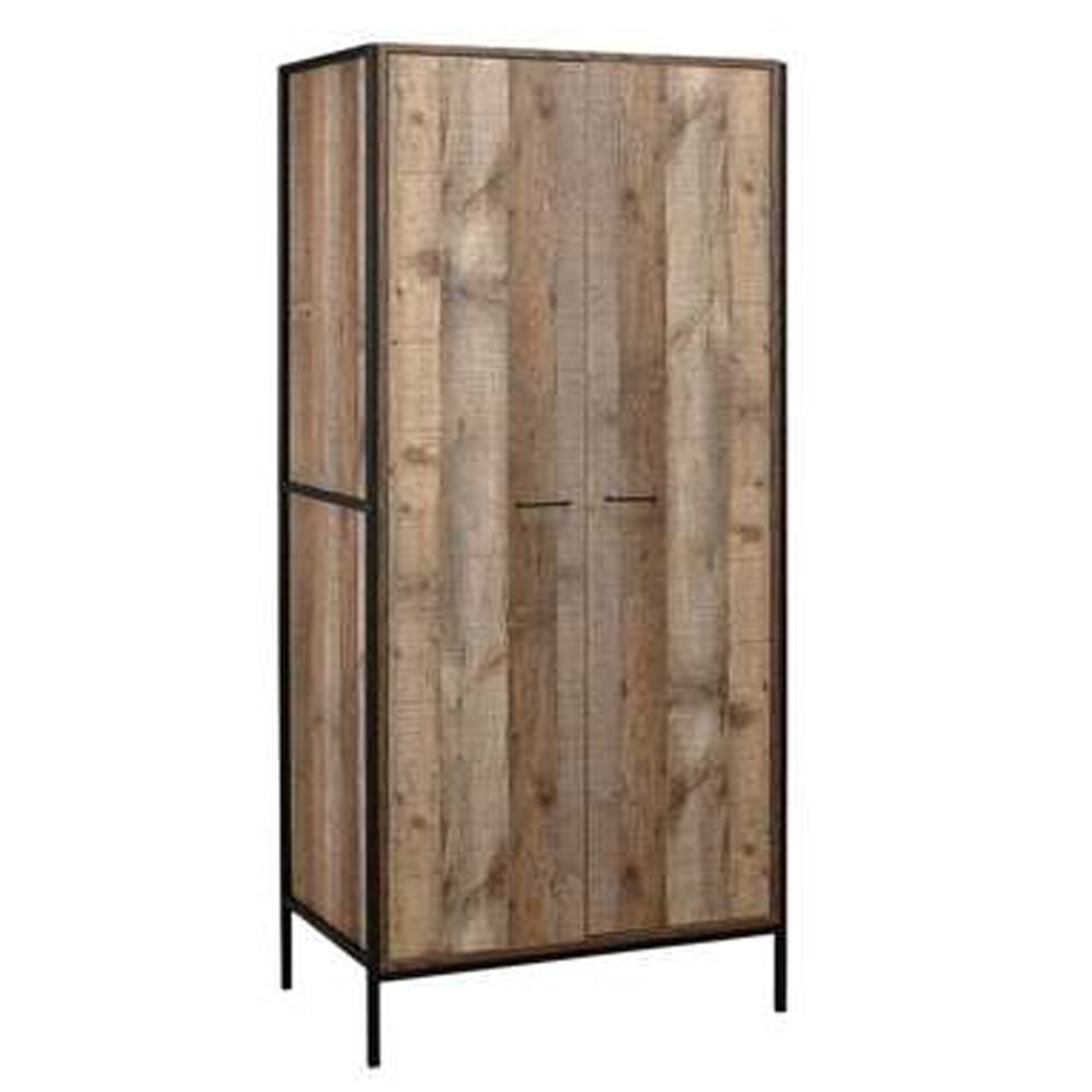 Urbana Wooden Wardrobe With 2 Doors In Rustic