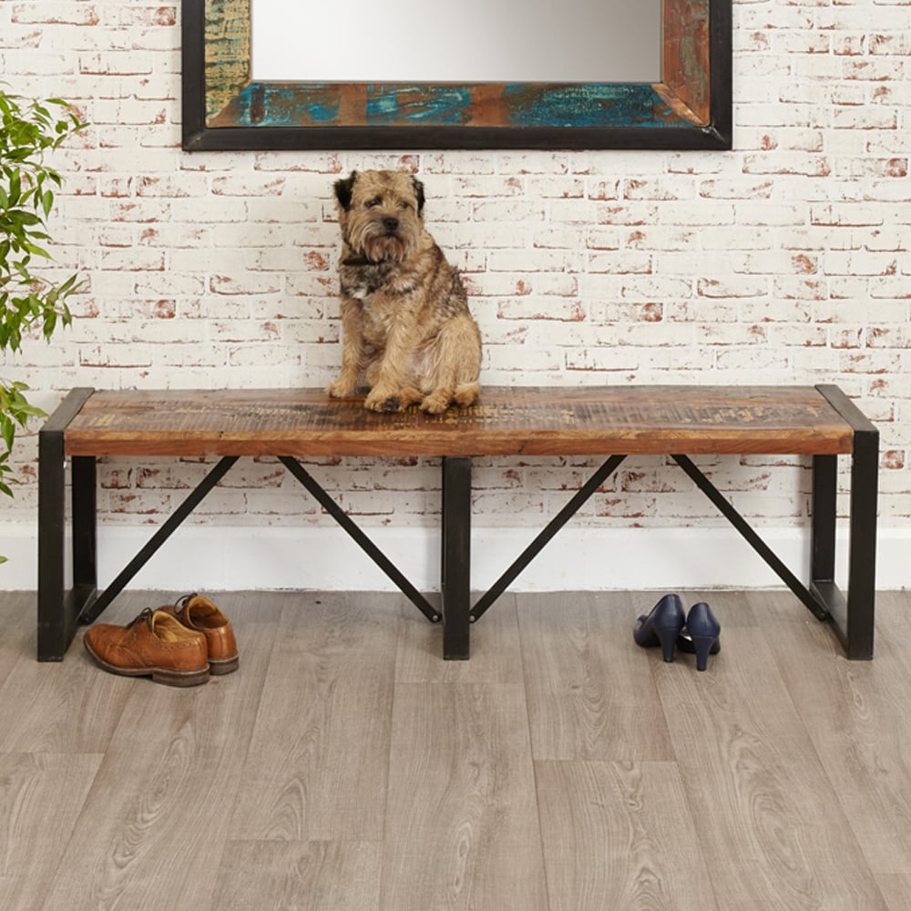 Utica Large Wooden Rectangular Dining Bench In Satin Lacquer
