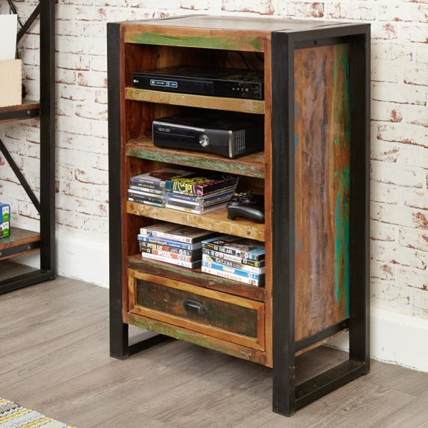 Utica Wooden Bookcase With 4 Shelves 1 Drawer In Satin Lacquer | Bed Sava