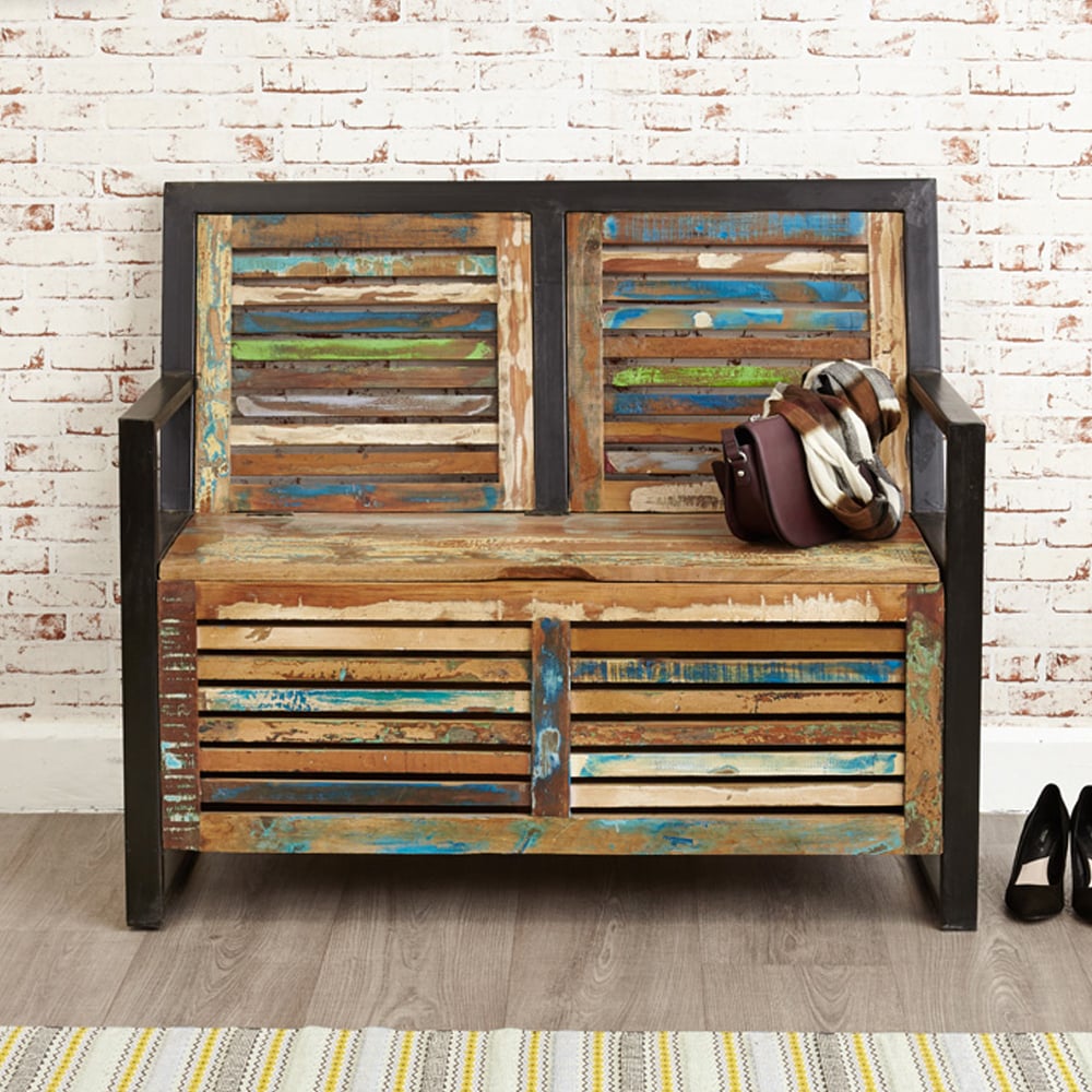 Utica Wooden Hallway Storage Seating Bench In Satin Lacquer