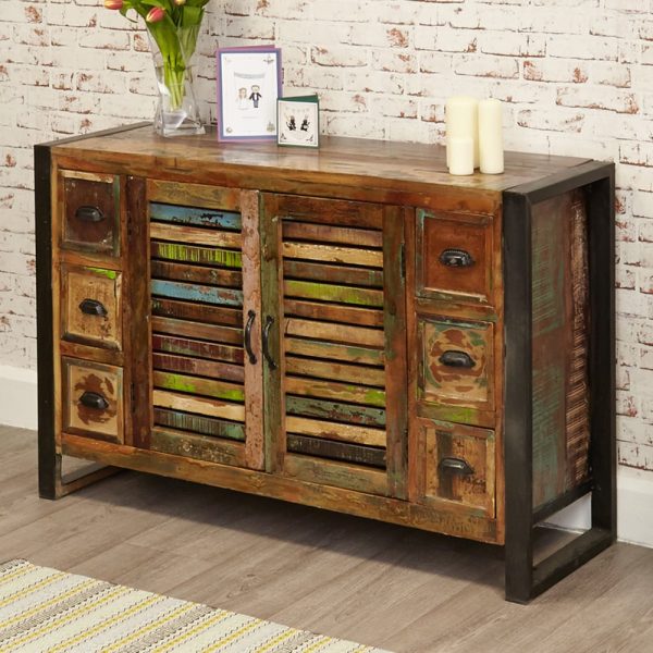 Utica Wooden Sideboard With 2 Doors 6 Drawers In Satin Lacquer | Bed Sava