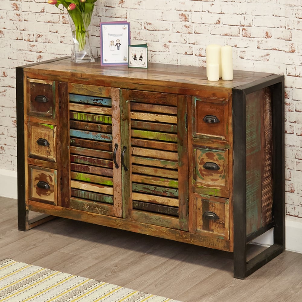 Utica Wooden Sideboard With 2 Doors 6 Drawers In Satin Lacquer