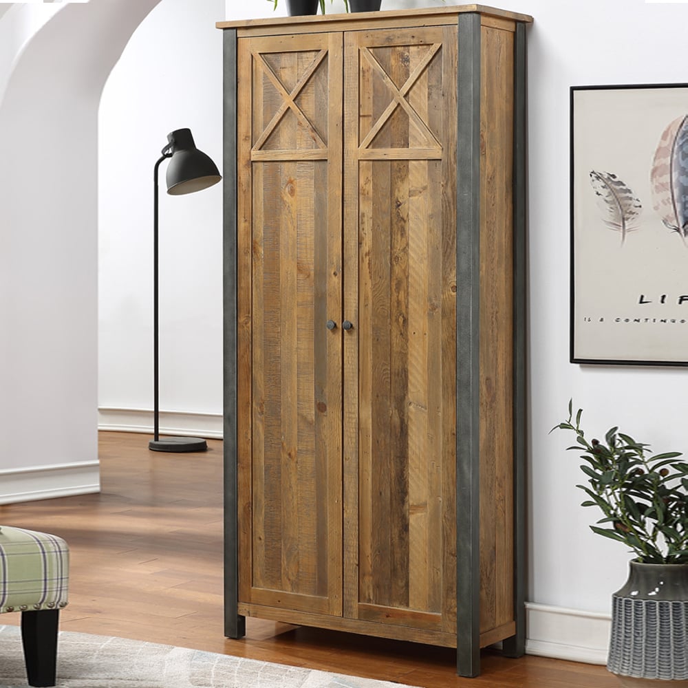 Utica Small Wooden Storage Cabinet With 2 Doors In Satin Lacquer