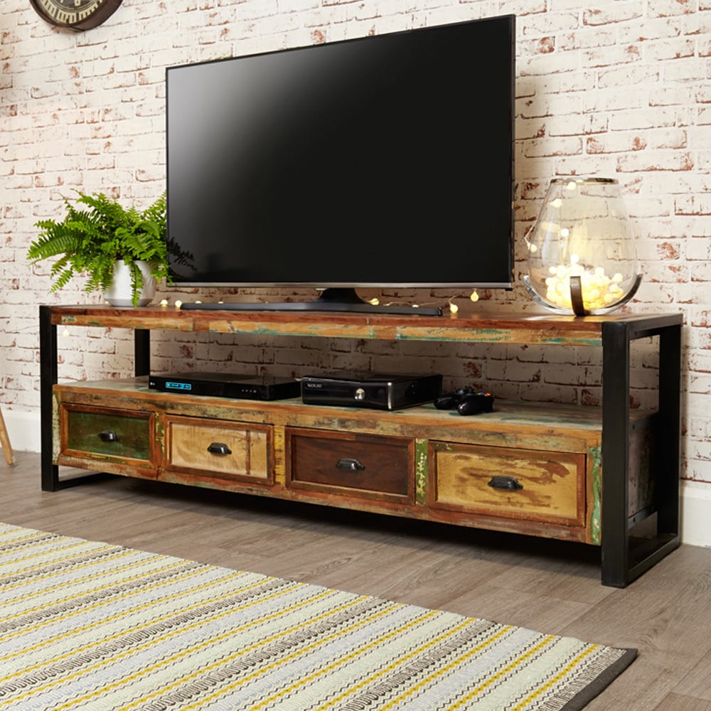Utica Wooden TV Stand With 4 Drawers In Satin Lacquer