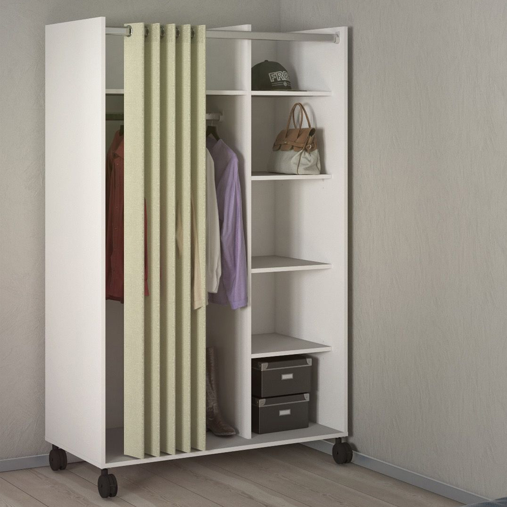 Uxbridge Wooden Open Wardrobe With 6 Shelves In White