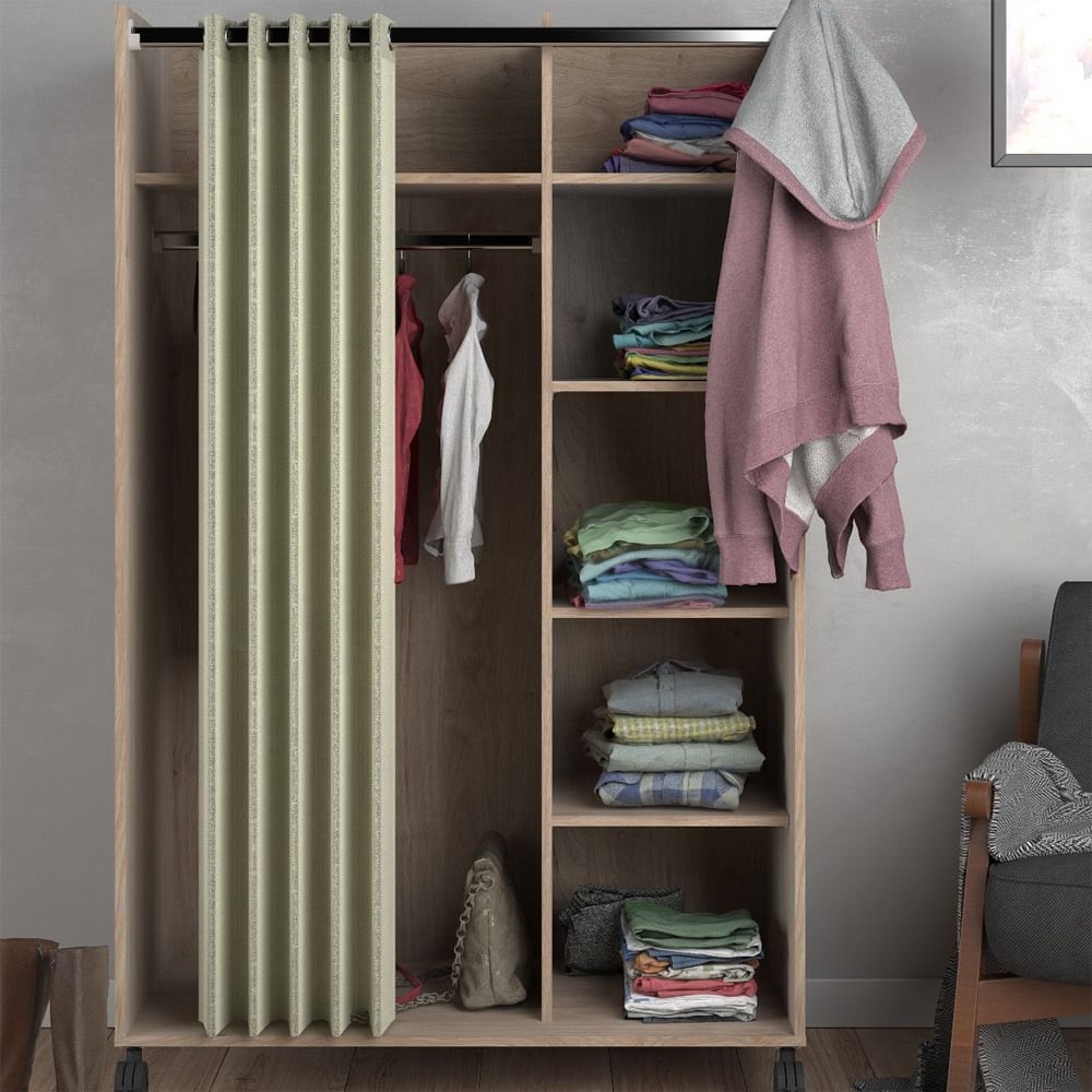 Uxbridge Wooden Open Wardrobe With 6 Shelves In Jackson Hickory Oak