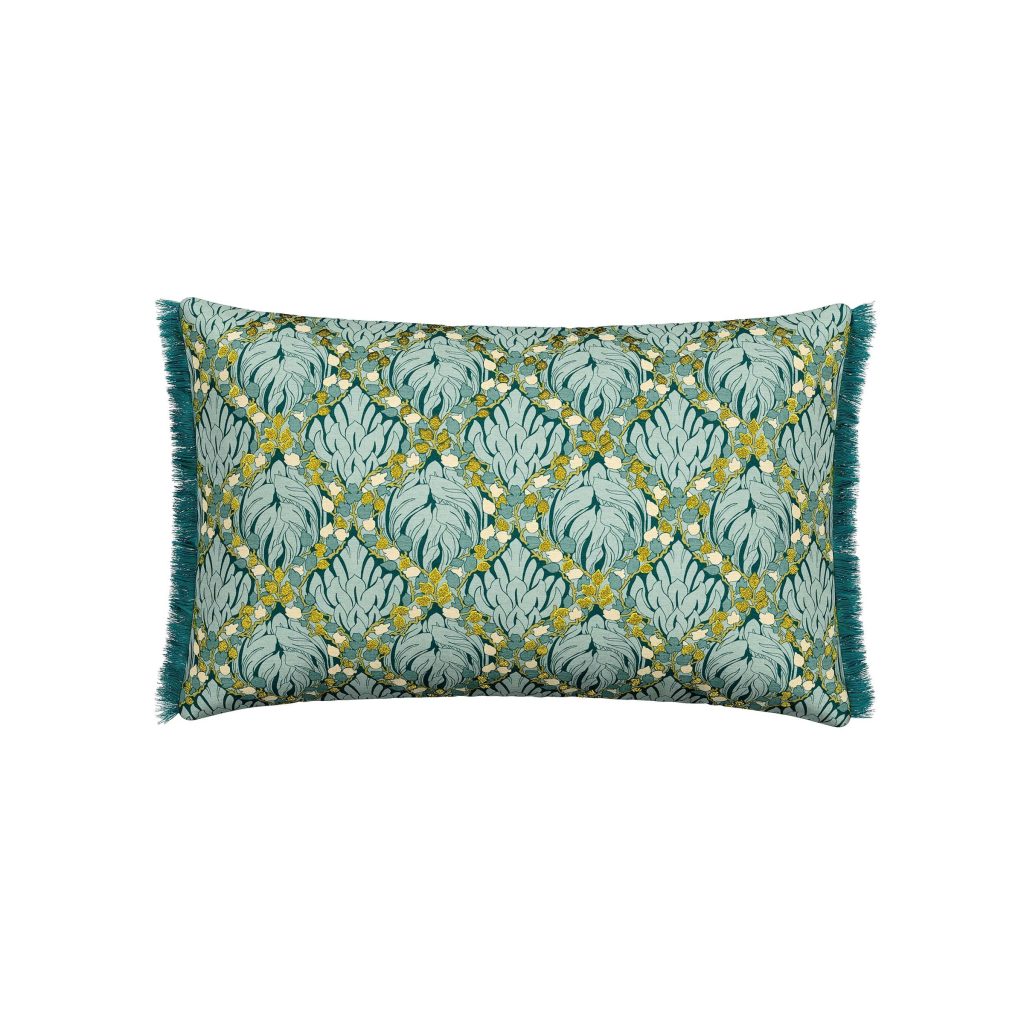 V&A Botanical Harmony Cushion 60cm x 40cm, Teal/Claret