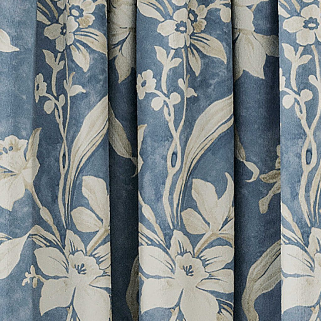 V&A Daffodil Dreams Lined Curtains 66" x 72", Blue