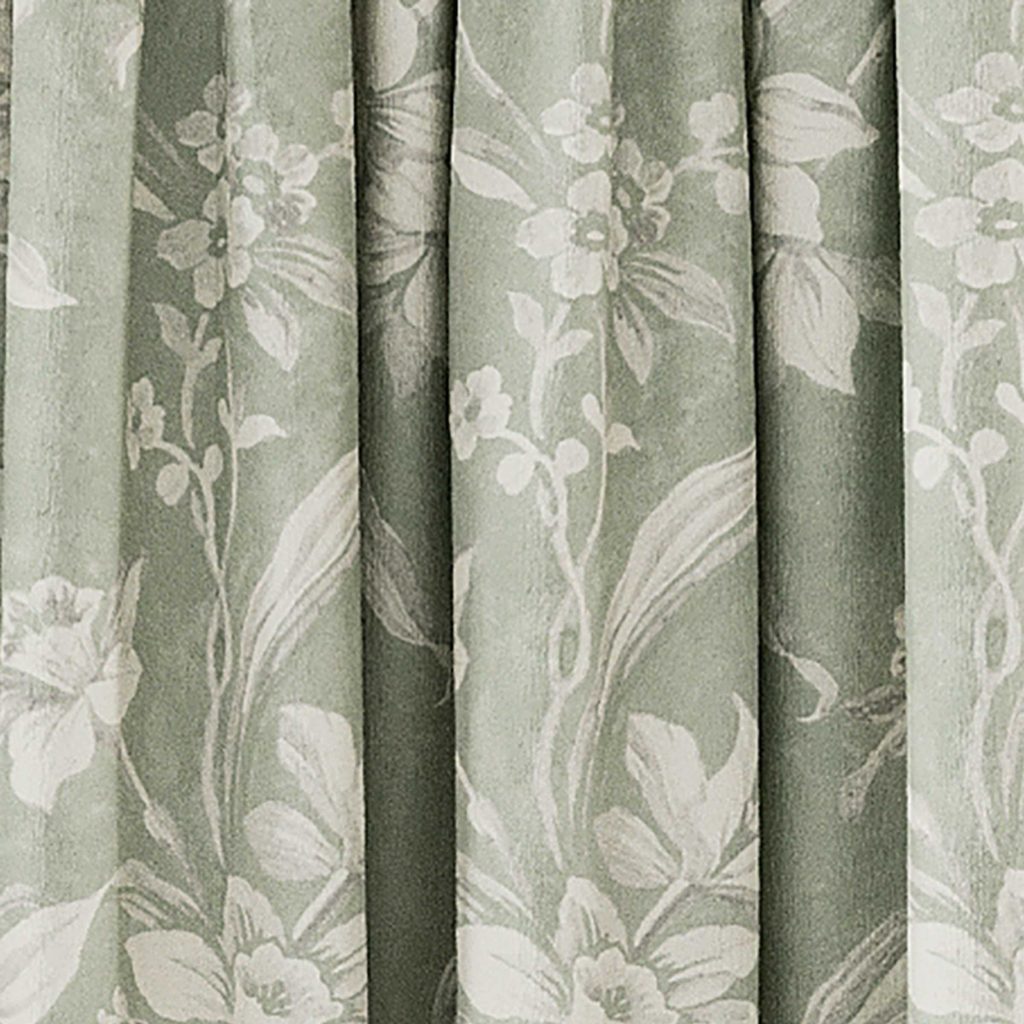 V&A Daffodil Dreams Lined Curtains 90" x 54", Green