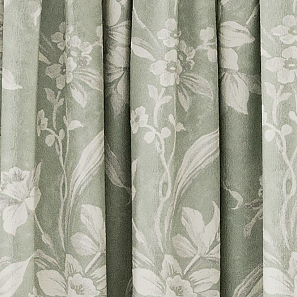VA Daffodil Dreams Lined Curtains 90 x 90 Green | Bed Sava