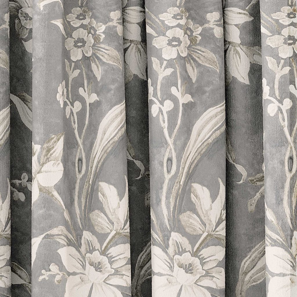 V&A Daffodil Dreams Lined Curtains 66" x 54", Grey