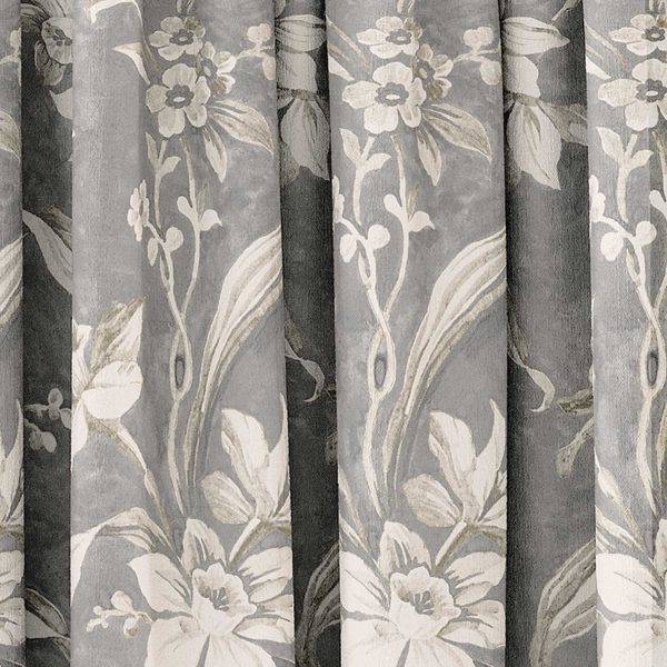 VA Daffodil Dreams Lined Curtains 66 x 72 Grey | Bed Sava