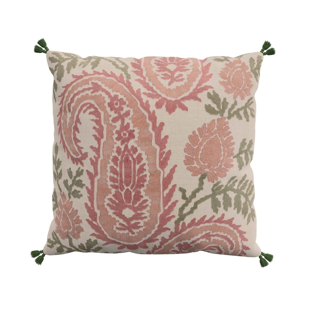 V&A Kashmir Paisley Cushion 45cm x 45cm, Rose