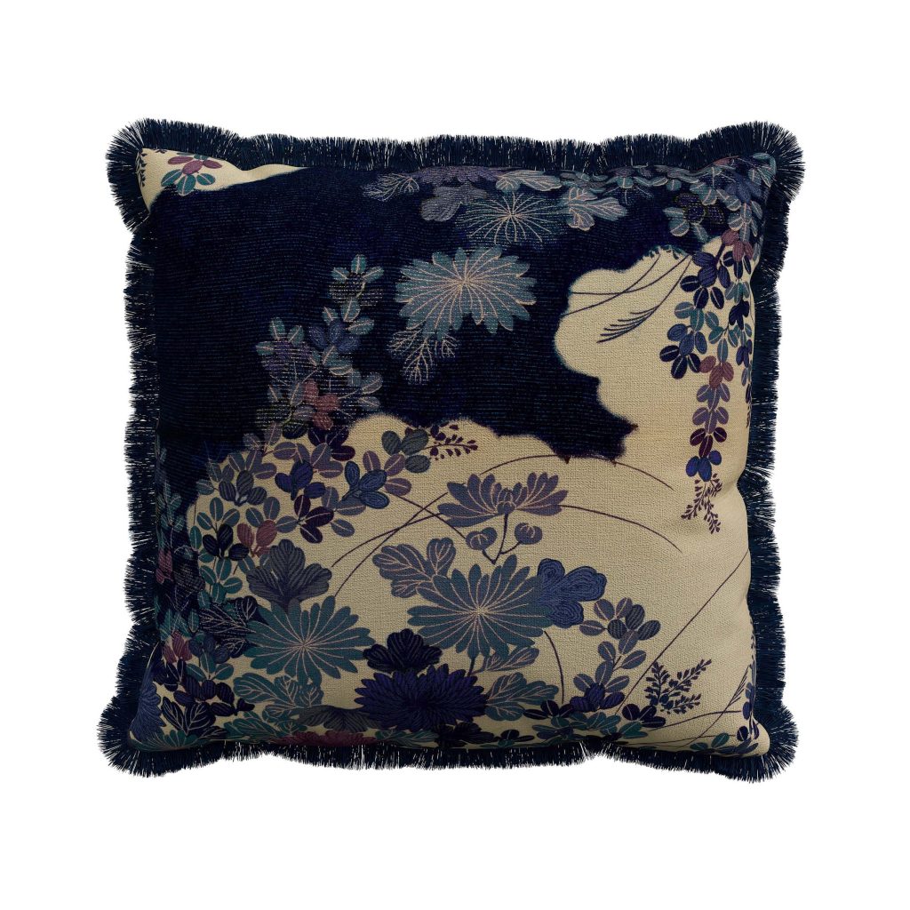 V&A Kyoto Garden Cushion 45cm x 45cm, Indigo