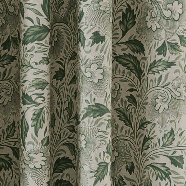VA Ornamental Bloom Lined Curtains 66 x 72 Green | Bed Sava