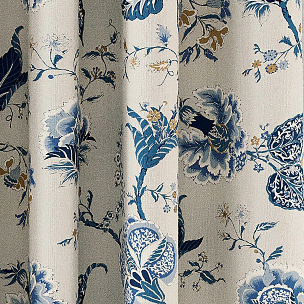 V&A Palampore Trail Lined Curtains 90" x 72", Blue