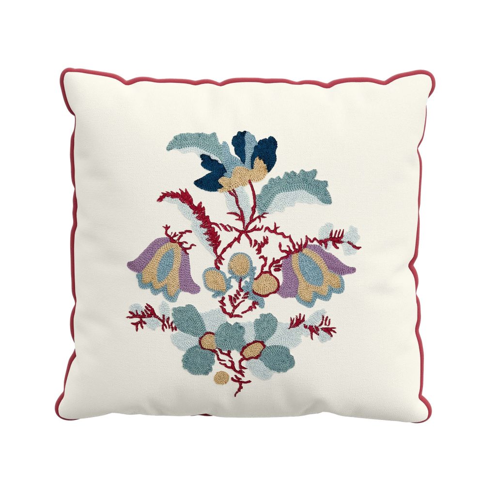 V&A Bloom Embroidered Cushion 45cm x 45cm, Duck Egg/Teal