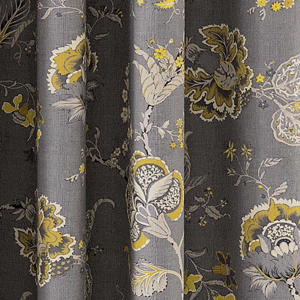 V&A Palampore Trail Lined Curtains 90" x 54", Grey