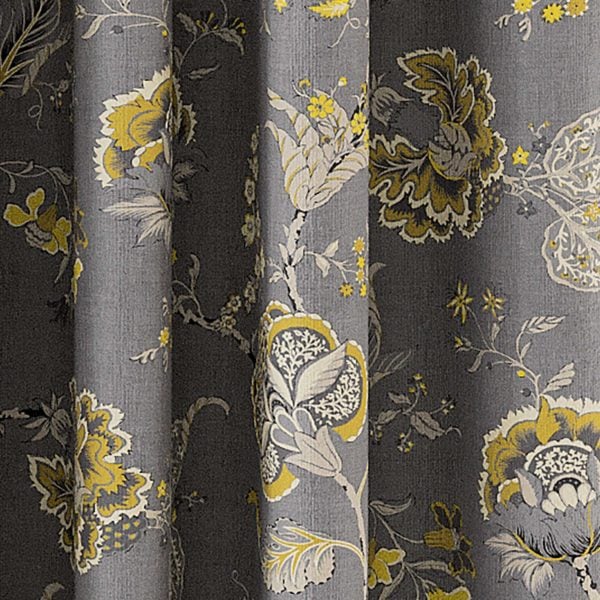 VA Palampore Trail Lined Curtains 90 x 90 Grey | Bed Sava