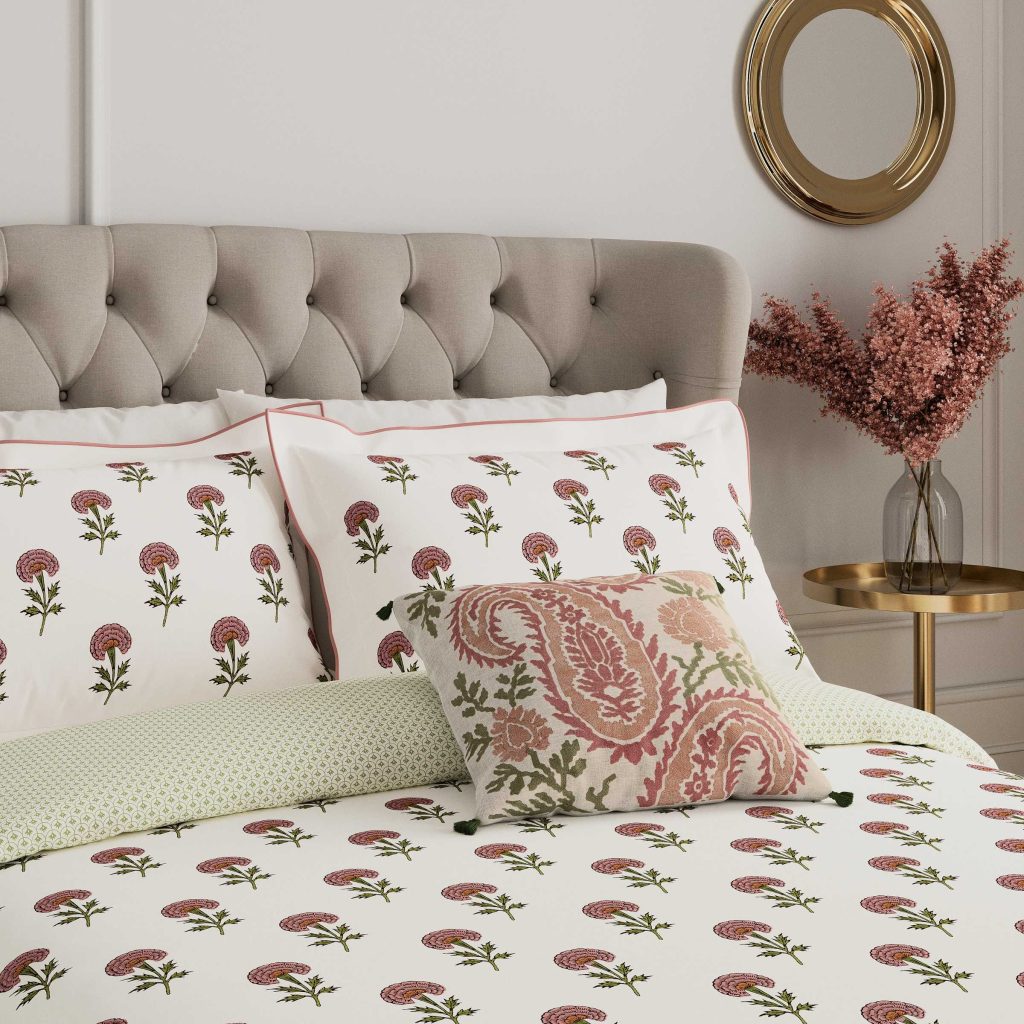 V&A Regal Marigold Double Duvet Cover Set, Rose