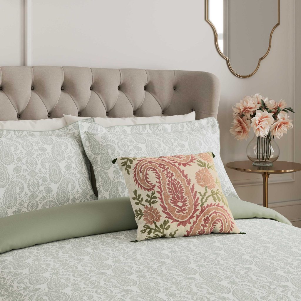 V&A Silk Road Paisley Double Duvet Cover Set, Sage