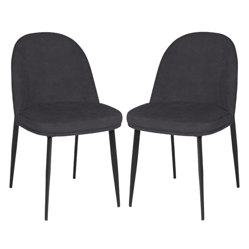 Vacaville Dark Grey Velvet Fabric Dining Chairs In Pair