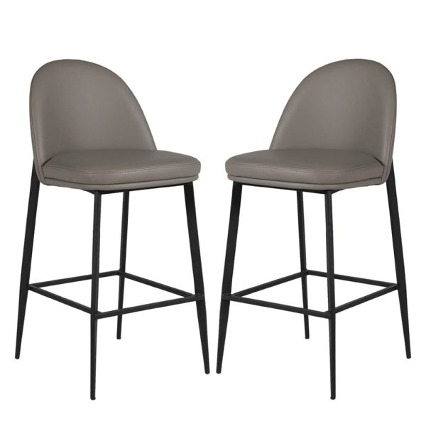 Vacaville Grey Faux Leather Bar Stools In Pair | Bed Sava