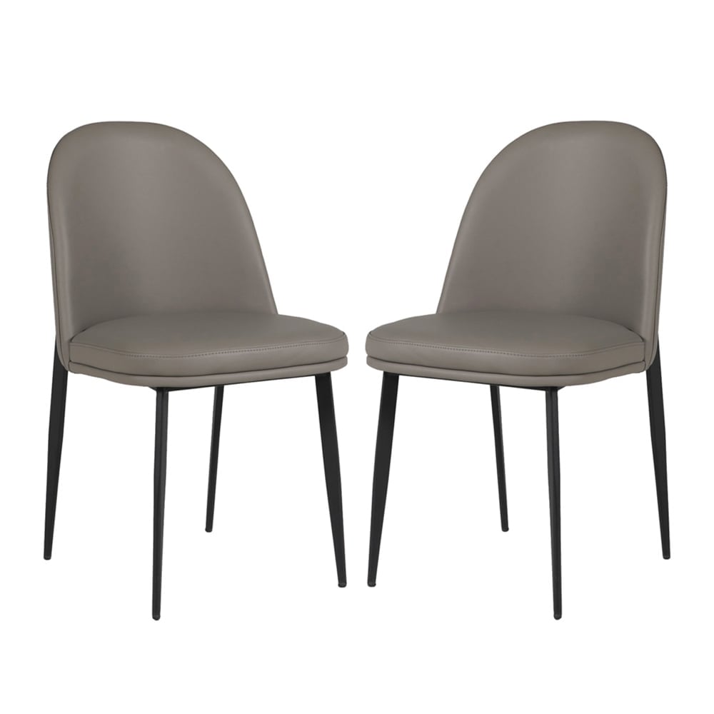 Vacaville Grey Faux Leather Dining Chairs In Pair