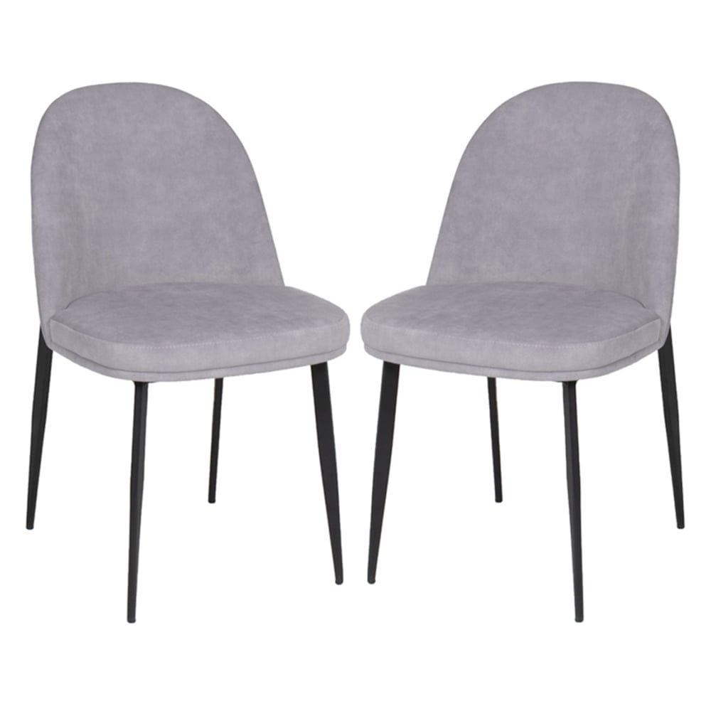 Vacaville Light Grey Velvet Fabric Dining Chairs In Pair