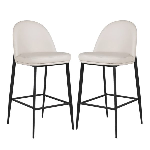 Vacaville Taupe Cream Faux Leather Bar Stools In Pair | Bed Sava