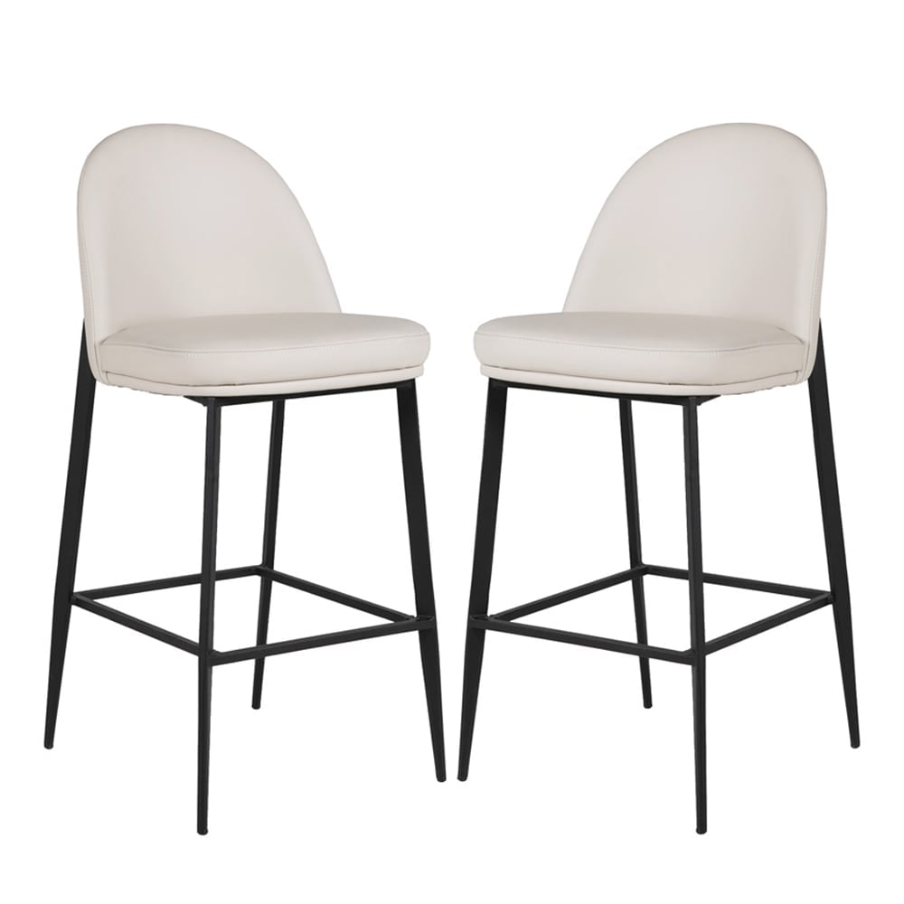 Vacaville Taupe Cream Faux Leather Bar Stools In Pair