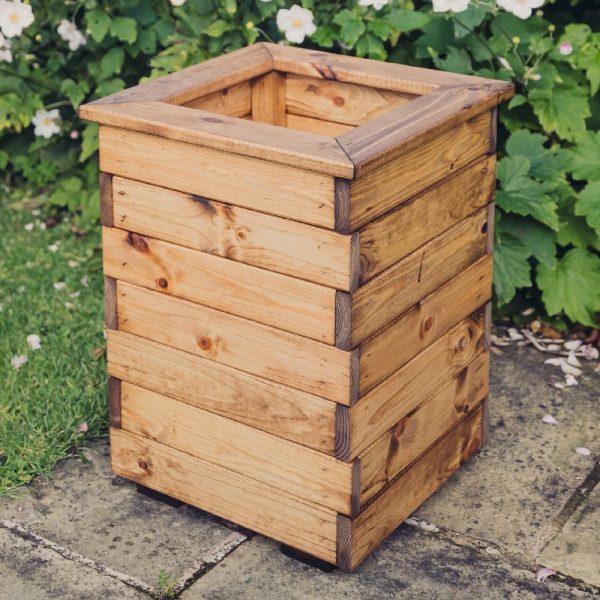 Vail Tall Wooden Garden Square Planter In Natural | Bed Sava