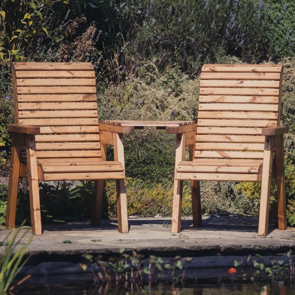 Vail Wooden Garden Angled Love Seat In Natural