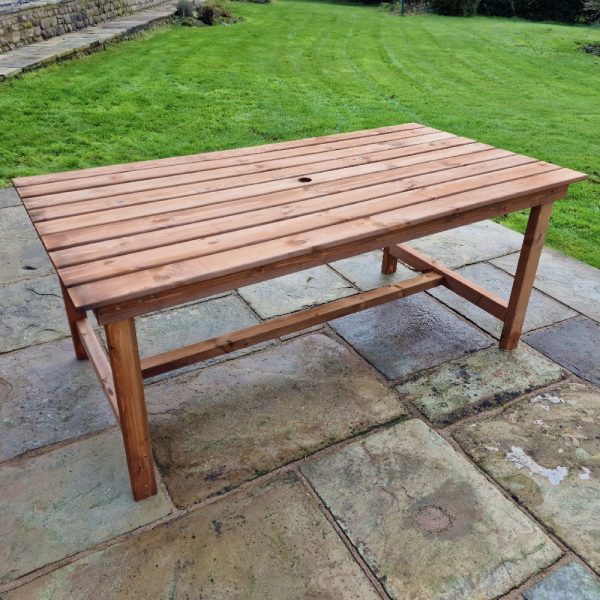 Vail Wooden Garden Rectangular Dining Table In Natural | Bed Sava