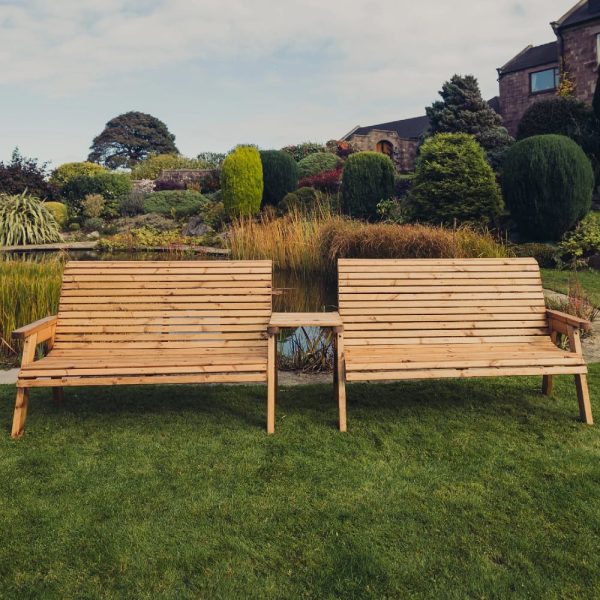 Vail Wooden Garden Straight 6 Seater Bench Set In Natural | Bed Sava